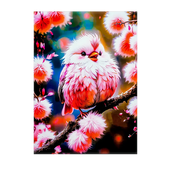 Tableau Oiseau Rose – 10x15 cm