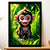 Tableau Petit Singe : bébé singe cartoon joyeux dans herbe verte