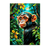 Portrait vibrant de singe jungle dans feuillage sous lune