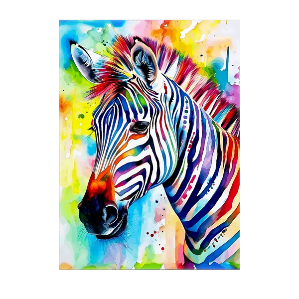 Tableau Zèbre Coloré – 10x15 cm