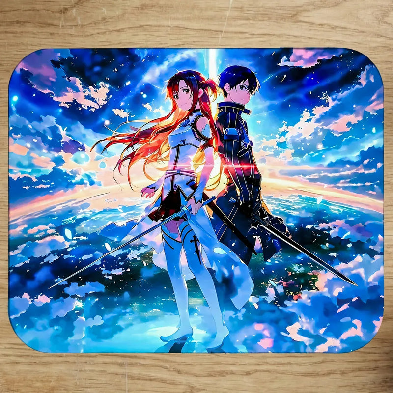 Tapis de Souris Asuna et Kirito Sword Art Online illustré à la main en Anjou