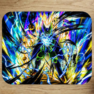 Tapis de souris Cell : personnage anime dynamique avec explosions bleu et jaune
