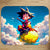 Tapis de souris Goku sur nuage magique, style anime vibrant
