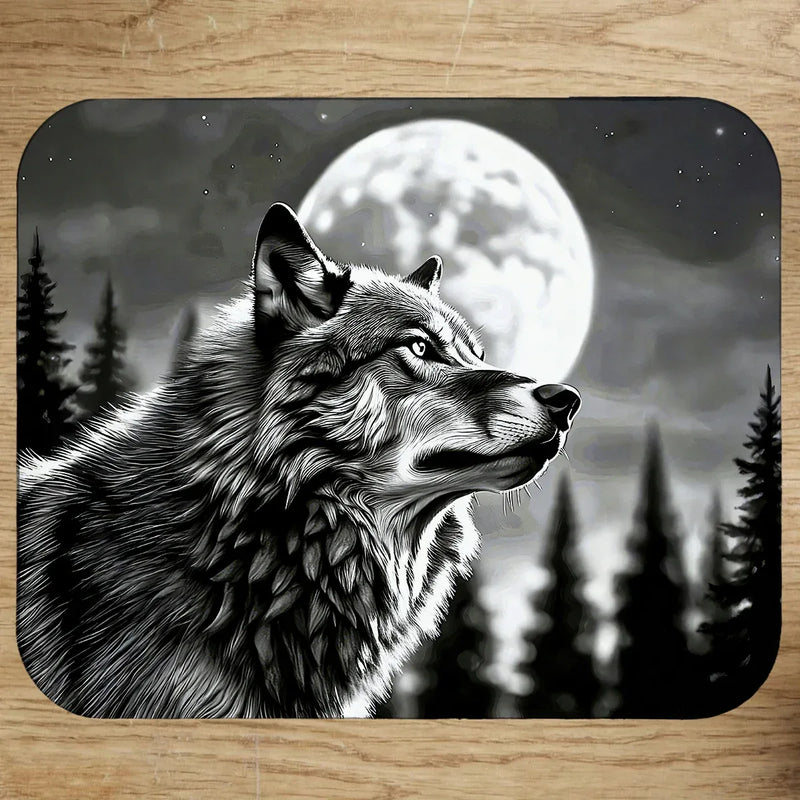 Tapis de Souris Loup Monochrome