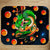 Tapis de souris Shenron : dragon vert avec boules orange et rouges sur fond noir