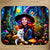 Tapis de Souris Sorcière Chat Champignon