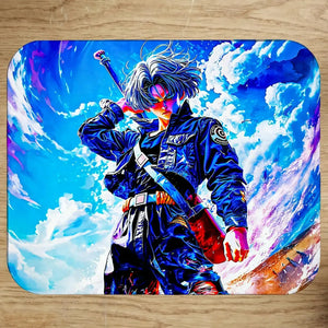 Tapis de souris Trunks DBZ bleu-violet dynamique avec épée