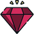 Un emblème vibrant en forme de losange rouge avec une finition brillante et trois petites accentuations triangulaires au-dessus.