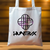 Sac tote blanc avec logo géométrique noir et violet Huntrix